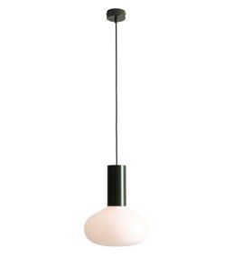 Flo Ø26 Donkergroen hanglamp Van Artera - Hij heeft een stijlvol frame in donkergroen en een ronde witte glazen kap die een zacht en aangenaam licht verspreidt.