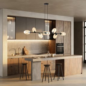 Pandora 140cm Amber hanglamp Van Emibig Lighting - Het moderne ontwerp wordt gekenmerkt door uniek gevormde schermen - elegant en gestroomlijnd - wat charme en persoonlijkheid aan de kamer toevoegt.