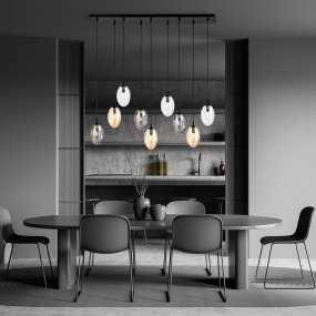 Astral 100cm Veelkleurig hanglamp Van Emibig Lighting - Deze moderne lamp heeft een unieke kapvorm &ndash; elegant en gestroomlijnd - wat charme en karakter aan de kamer toevoegt.