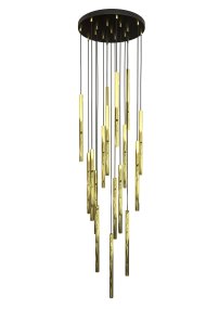 Selter Ø45 Goud hanglamp Van Emibig Lighting - De goudkleurige buizen waaruit de lamp bestaat, zorgen voor een unieke glans en een elegante uitstraling.
