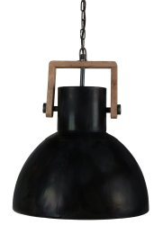 Ashby Ø40 Zwart Van PR Home - De lamp wordt geleverd met een 100 cm lange zwarte textielkabel, bijpassende ketting en plafondkap voor het ophangen aan een haak.