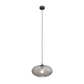 Coco Ø30 Rookkleurig Van Emibig Lighting - De stijlvolle kap van gerookt glas verspreidt een warm licht, waardoor de kamer een lichte en zachte uitstraling krijgt.