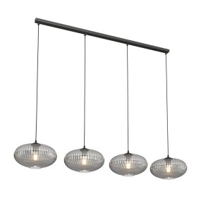 Coco 140cm Rookkleurig Van Emibig Lighting - De stijlvolle rookglazen kappen verspreiden een warm licht, waardoor de kamer een lichte en zachte uitstraling krijgt.