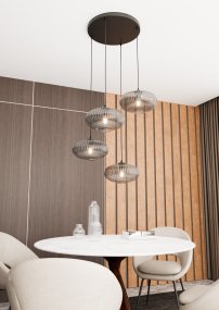 Coco Ø70 Rookkleurig Van Emibig Lighting - De stijlvolle rookglazen kappen verspreiden een warm licht, waardoor de kamer een lichte en zachte uitstraling krijgt.