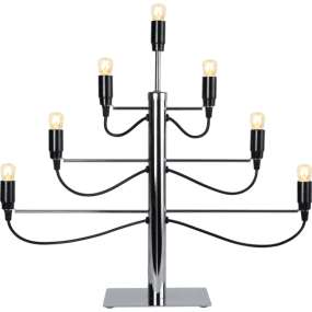 Milano Chroom Van Star Trading - Stijlvolle en moderne kandelaar van verchroomd metaal met zwarte details en ruimte voor 7 lichtbronnen.