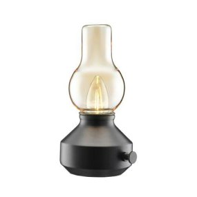 Glimt 20cm Zwart Draagbare Van PR Home - Populaire oplaadbare tafellamp in een nieuwe uitvoering voor buiten, traploos dimbaar en ontworpen in een klassieke stijl, ge&iuml;nspireerd op oude olielampen, maar dan in een modern jasje.