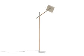 Dennis Beige/hout vloerlamp Van Venture Design - Dennis is een moderne staande lamp met een verstelbare schacht en een beige linnen kap die een zachte en aangename gloed geeft.