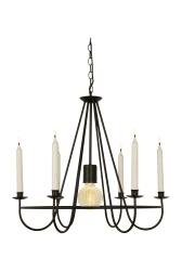 Kronoberg Ø60 Zwart hanglamp Van Aneta Lighting - KRONOBERG huiselijke plafondkroonluchter in zwart gelakt metaal met 6 houders voor kroonluchters.