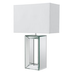 Mirror 58cm Wit tafellamp Van Searchlight - De spiegelvoet geeft de lamp een moderne uitstraling en is daardoor perfect voor in een moderne woonkamer.