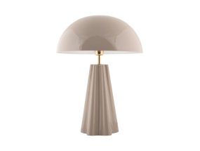 Amplio 55cm Greige tafellamp Van Leitmotiv - De lamp is gemaakt van metaal met een glanzende grijsbruine afwerking en elegante messing details die een verfijnde uitstraling geven.