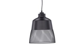 Toulon Ø24 Zwart hanglamp Van Venture Design - De matzwarte ijzeren voet zorgt voor een stijlvolle uitstraling en het onderste deel van de lampenkap heeft een fijn maaspatroon dat de lamp uniek maakt en een aangenaam licht in de hele kamer verspreidt.