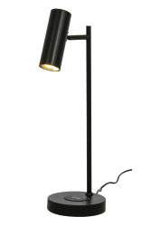Tabela 52cm Zwart bureaulamp Van Aneta Lighting - Met een draadloos oplaadstation op de lampvoet en een USB-aansluiting kunt u uw apparaten probleemloos opladen.