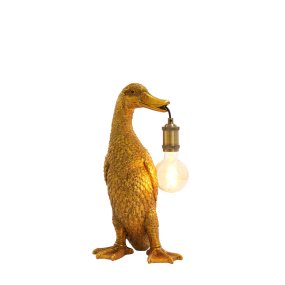 Duck 48cm Antiek goud tafellamp Van Light & Living - Deze unieke lamp met antiekgouden afwerking combineert een speels design met elegante verlichting.