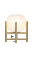 Vinda 30cm Hout tafellamp Van Aneta Lighting - in de lamp en glas in de kap.