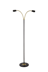 Ljusdal 2 Zwart vloerlamp Van Aneta Lighting - Geschikt als zoeklicht met 2 verstelbare armen en aparte aan/uit-schakelaars.