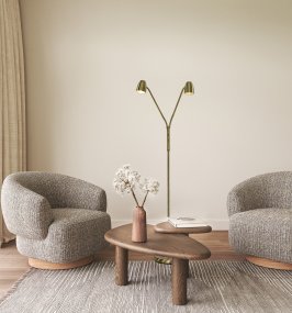 Sandnes 2 Antiek messing vloerlamp Van Aneta Lighting - Wordt geleverd met een 2 meter lang snoer en stekker.