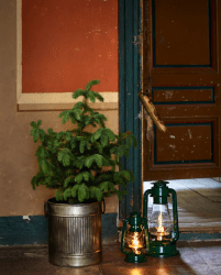 Storm Lantern small Groente Van Strömshaga - Kleine stormlantaarn/kerosinelamp in groen met messing details.