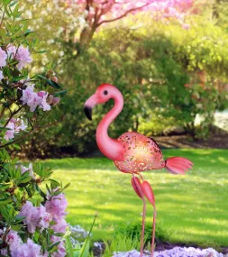 Flamingo Roze solarlamp Van Globo Lighting - Lys upp tr&auml;dg&aring;rden med en charmig flamingo i solcellsbelysning!