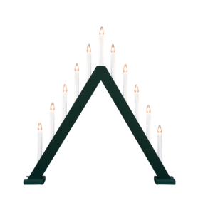 Nova 11 Donkergroen Van Pixie Design - Nova is een klassieke houten kandelaar met elf kaarsen en een prachtige donkergroene kleur die doet denken aan traditionele kerstvieringen.