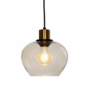 Ariston Ø20 Amber raamlamp Van Lampan - De amberkleurige glazen kap zorgt voor een warm en aangenaam licht, terwijl de details in geborsteld messing een moderne en exclusieve uitstraling geven.