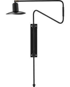 Swing 35cm Zwart wandlamp Van House Doctor - Het bekende draaibare ontwerp in een elegante zwarte afwerking wordt aangevuld met een charmante kleine lampenkap die een gezellige sfeer cre&euml;ert en een gevoel van verfijning geeft.