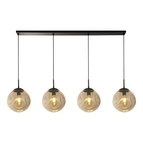 Punch 147cm Champagne hanglamp Van Searchlight - Punch is een stijlvolle plafondlamp met 4 glazen kappen in champagnekleur die een warme sfeer in de kamer creëert.