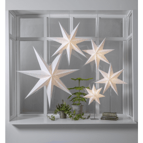 Sensy Ø70 Wit Van Star Trading - Gestreepte papieren ster met wit design.