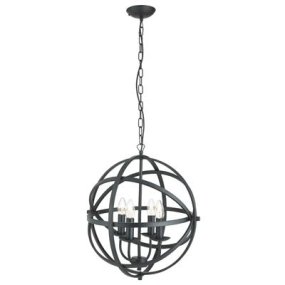 Orbit Ø45 Zwart hanglamp Van Searchlight - De vier centraal geplaatste lichtbronnen zorgen voor een royale en gelijkmatige lichtstroom die de kamer vult met een warme sfeer.