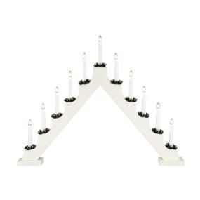 Candelabra 11 Lights Wit Van Konstsmide - Met zijn 11 kaarsen in een klassieke trapeziumvorm en decoratieve manchetten cre&euml;ert het een warme en feestelijke sfeer in huis.