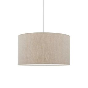 Sara Ø55 Beige hanglamp Van PR Home - De linnen stof in een beige, natuurlijke kleur zorgt voor een mooie structuur die levendigheid en een aangename gloed cre&euml;ert.