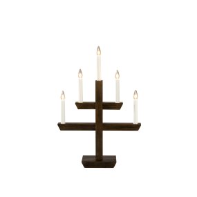 Wooden Candelabra 5 Lights Bruine vlek Van Konstsmide - Een tijdloos interieurdetail dat een warme gloed verspreidt en perfect past bij het raam tijdens de advent, of als sfeerverlichting het hele jaar door.