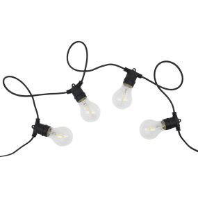 Light Lichtketting 8m Zwart Van House Doctor - Elke lamp heeft een E27-fitting met maximaal 0,5W LED, waardoor ze energiezuinig zijn en ideaal zijn voor het cre&euml;ren van een warme sfeer.