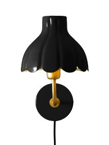 Wells 35cm Zwart leeslamp Van PR Home - De goudkleurige binnenkant reflecteert het licht op een warme en aangename manier en cre&euml;ert een uitnodigende sfeer in de kamer.