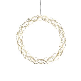 LED-krans Ø45 Goud Van Konstsmide - Met een diameter van 45 cm is de slinger een prachtige decoratie om voor het raam of aan de muur te hangen, perfect om extra gezelligheid te cre&euml;ren tijdens de donkere maanden van het jaar.