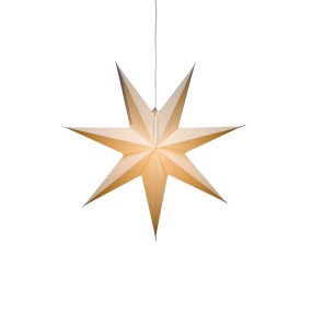 Papieren Ster Ø60 Wit Van Konstsmide - Ideaal om in het raam te hangen of tegen een mooie muur &ndash; een tijdloze decoratie die elke kamer met haar eenvoudige elegantie verfraait.
