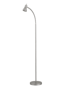 Boden Zilver vloerlamp Van Aneta Lighting - De lamp is gemaakt van metaal met een matzilveren afwerking en heeft een strakke uitstraling waardoor hij gemakkelijk in verschillende omgevingen past.