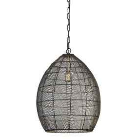 Meya Ø40 Zwart/goud hanglamp Van Light & Living - Meya is een stijlvolle plafondlamp van zwart metaal, waarbij het open design een luchtige en moderne uitstraling creëert.