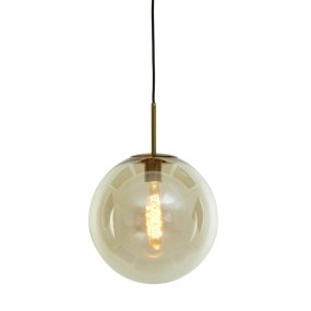 Medina Ø40 Amber hanglamp Van Light & Living - Medina is een verfijnde en stijlvolle hanglamp met een ronde kap van amberkleurig glas en details in een bronzen afwerking.
