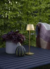 Èze 32cm Mat goud Draagbare Van Konstsmide - De lamp is voorzien van een touchdimmer, waarmee u de helderheid en kleurtemperatuur kunt aanpassen van warmgeel licht tot warmwit licht.