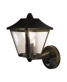 Tradition Sensor Zwart/goud buitenlamp Van Ledvance - Tradition Sensor is een stijlvolle wandlamp in een klassiek lantaarndesign, perfect voor het cre&euml;ren van een uitnodigende sfeer bij entrees, opritten en gevels.