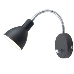 Denver Zwart leeslamp Van Halo Design - In combinatie met de kap met witte binnenkant krijgt u een mooie lichtspreiding.