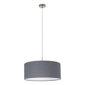 Pasteri Ø53 Grijs hanglamp Van Eglo - Met een grijze, stoffen kap en een elegante metalen ophanging past hij perfect in zowel de woonkamer als de eetkamer.