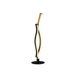 Bloom 48cm Zand zwart tafellamp Van Searchlight - Dankzij de geïntegreerde ledverlichting creëert de lamp een warm en uitnodigend licht, terwijl de zwarte en gouden lijnen een verfijnde toets toevoegen.