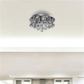 Hanna Ø35 Chroom kristal Van Searchlight - Hanna in chroom is een luxe en moderne plafondkroonluchter die direct aan het plafond wordt bevestigd - perfect voor kamers met een lager plafond, zonder in te leveren op stijl of elegantie.