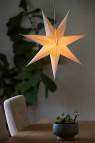 Papieren Ster Ø78 Wit Van Konstsmide - Prachtige papieren ster in klassieke witte kleur, 60 cm in diameter &ndash; Een stijlvolle kerstdecoratie met een rustieke uitstraling.