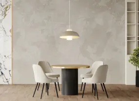 Lowe Ø38 Zand hanglamp Van Globo Lighting - Den runda sk&auml;rmen i matt sandf&auml;rgad metall ger ett elegant och tidl&ouml;st uttryck, medan den cylinderformade sk&auml;rmen i opalglas sprider ett mjukt och behagligt ljus.