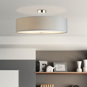 Andria Ø60 Grijs plafondlamp Van Brilliant - Door de trendy grijze kleur creëert het een prettige sfeer en is het gemakkelijk te combineren met verschillende interieurstijlen.