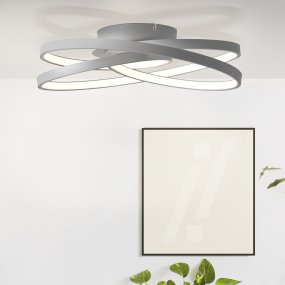 Labyrinth Ø40 Grijs plafondlamp Van Brilliant - De stijlvolle grijze kleur geeft een gevoel van elegantie en gezelligheid, en de LED-technologie zorgt voor energiezuinige verlichting met een hoge helderheid.