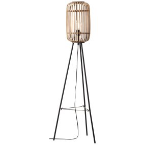 Woodrow Natuur vloerlamp Van Brilliant - De Woodrow vloerlamp past goed in de woonkamer dankzij het trendy, driepotige ontwerp, waardoor de lamp een decoratief element is.