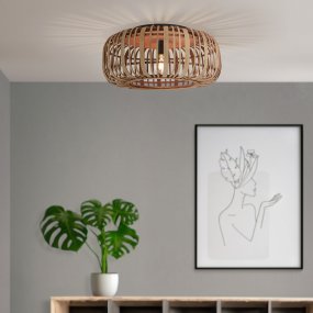 Woodrow Ø50 Natuur plafondlamp Van Brilliant - De lamp geeft een warm en aangenaam licht en cre&euml;ert een aangename sfeer in de kamer.